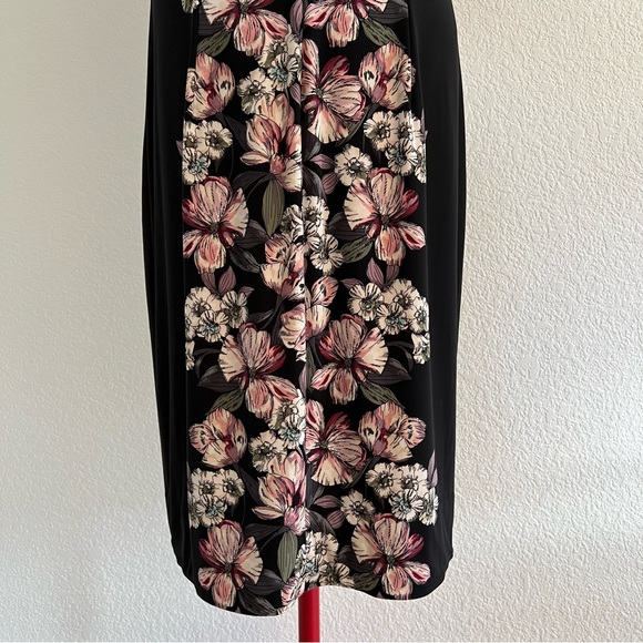 White House Black Market Floral Midi Dress - Black and Pink - Picture 8 of 13